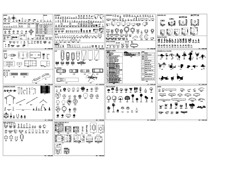 室内九游体育常用CAD图块大全（含园林图块）