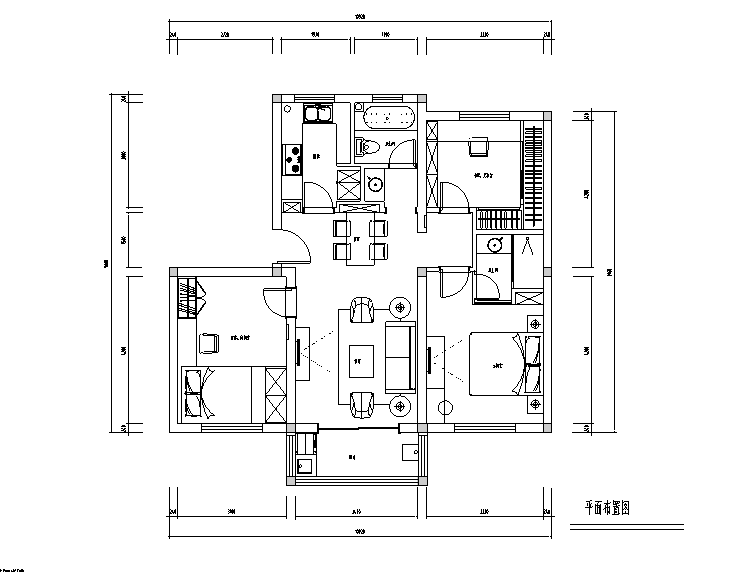 [江苏]现代90平米三居室住宅设计施工图（附效果图）