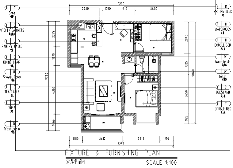 80平米混搭风格二居室住宅设计施工图（附效果图）