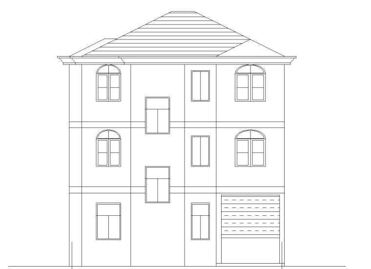 砖混结构户型三层新农村单家独院式别墅建筑施工图（CAD+效果图）