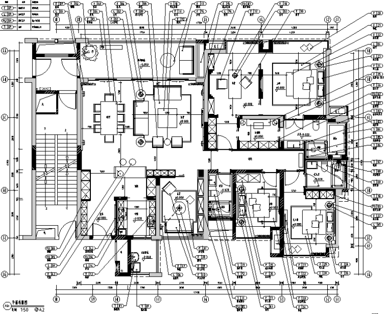 鼎峰源著三期3-A样板房设计施工图（附效果图）