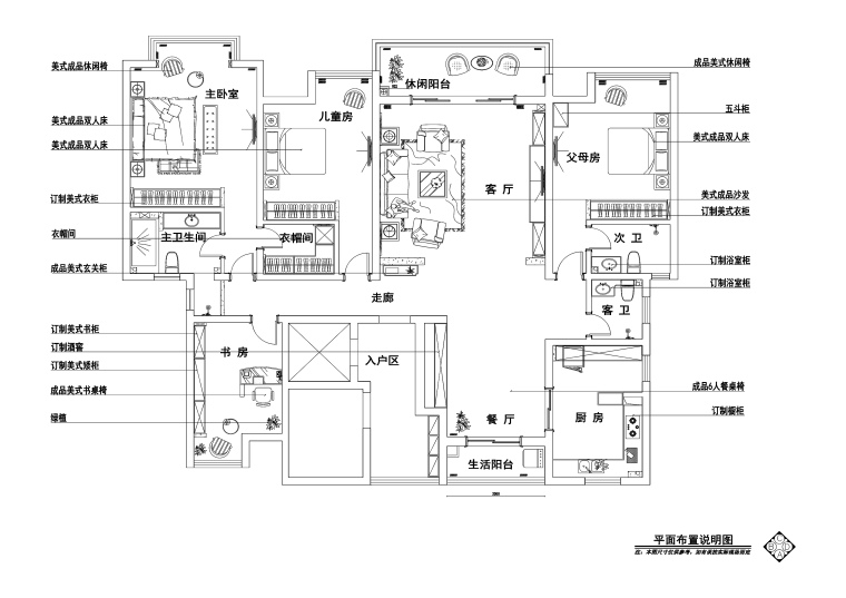 三居室欧式风格住宅九游体育施工图+效果图