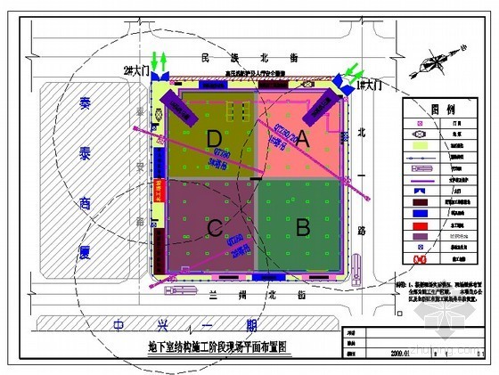 某工程现场平面布置图（基础、结构、水电、九游体育四阶段）