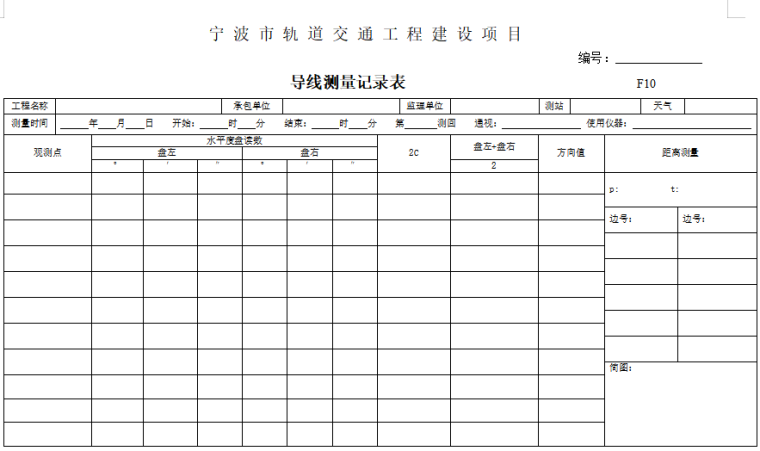 项目工程测量用表（含测量方案报审表 ）