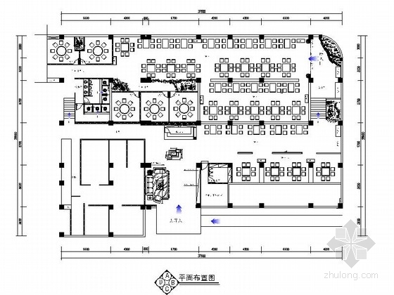 [原创]800㎡现代中式风格火锅店九游体育CAD施工图