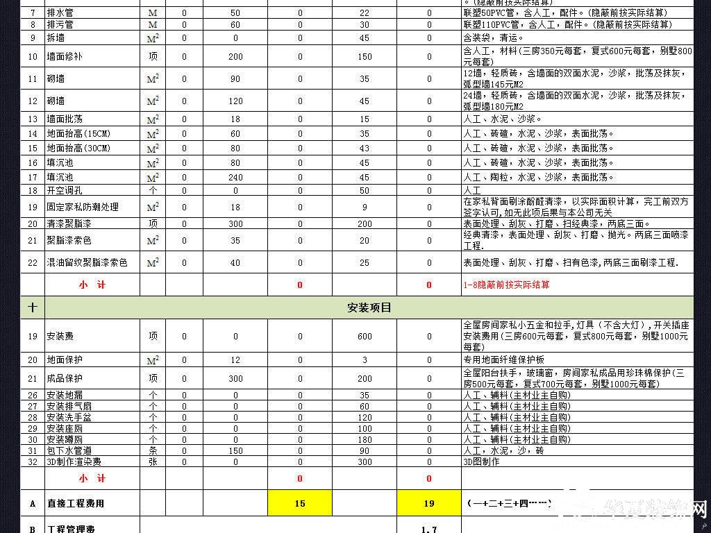 普通九游体育预算_九游体育厨房预算_九游体育辅材预算