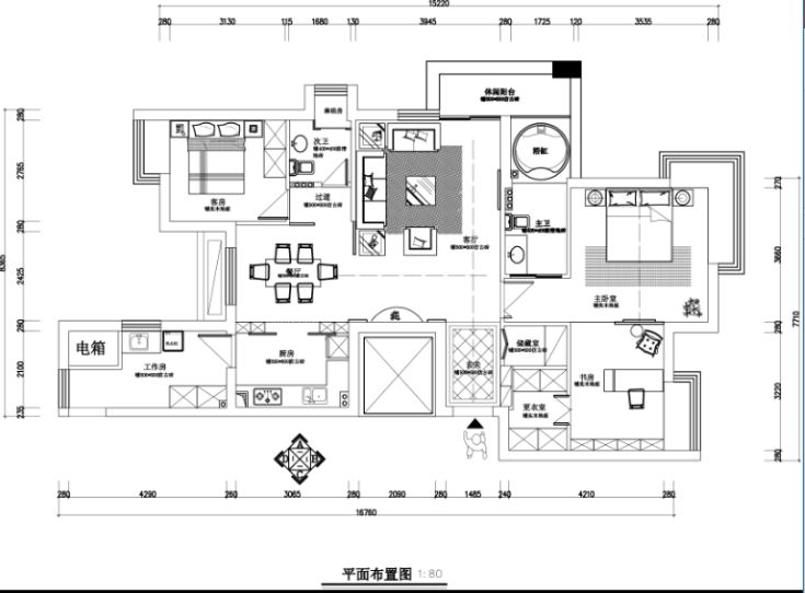 银都花园2幢1单元家装设计完整施工图及效果图