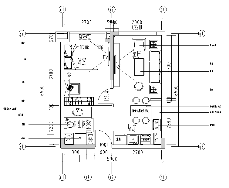 [贵州]全套小户型公寓样板间室内施工图(含效果图)