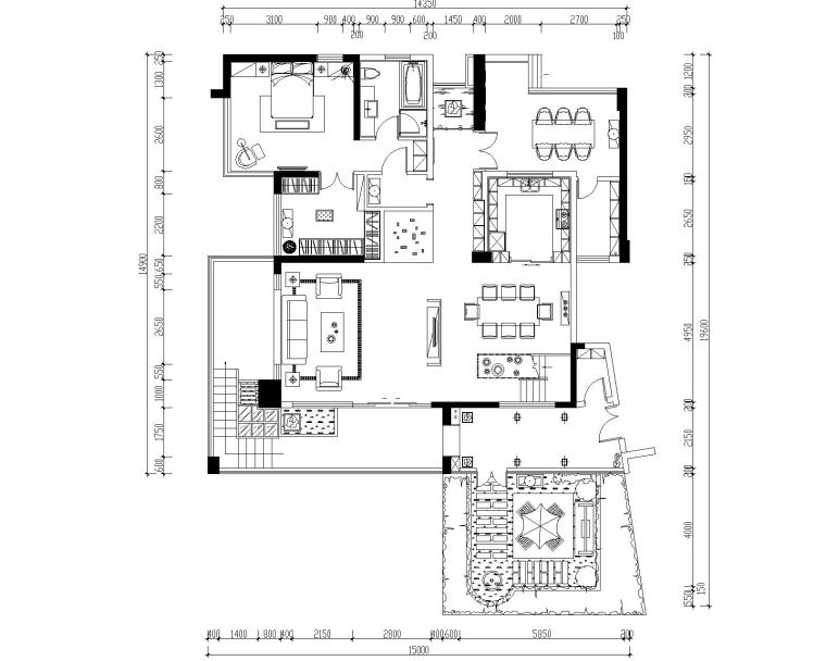 豪华四居室中空别墅九游体育施工图+效果图+模型