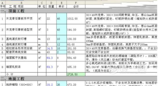 两房九游体育 预算_90万九游体育预算表_九游体育涂料预算