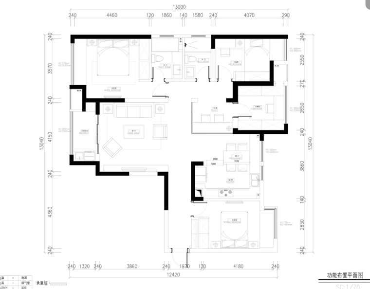 [常熟]中央华城145㎡台湾风住宅设计施工图及效果图