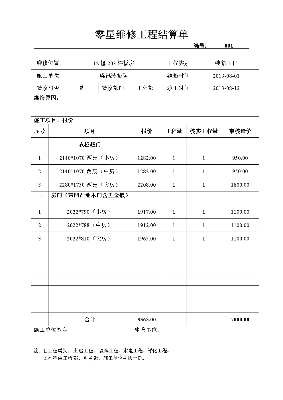 造价审计 结算审计 竣工审计_装饰九游体育竣工结算单_装饰竣工验收报告