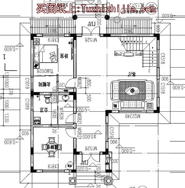 田园风格别墅设计图及外观图片，楼中楼结构