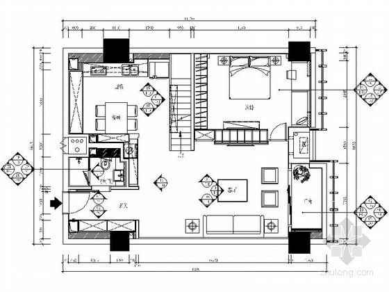 [福建]精品美式风格两层别墅样板房室内九游体育施工图(含水电)