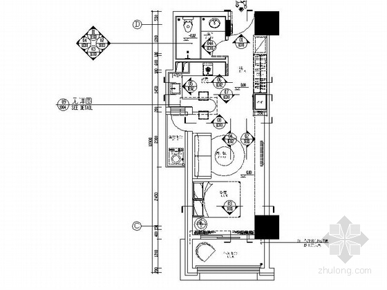 [西宁]40平现代简约一居室样板间九游体育施工图（含水电）