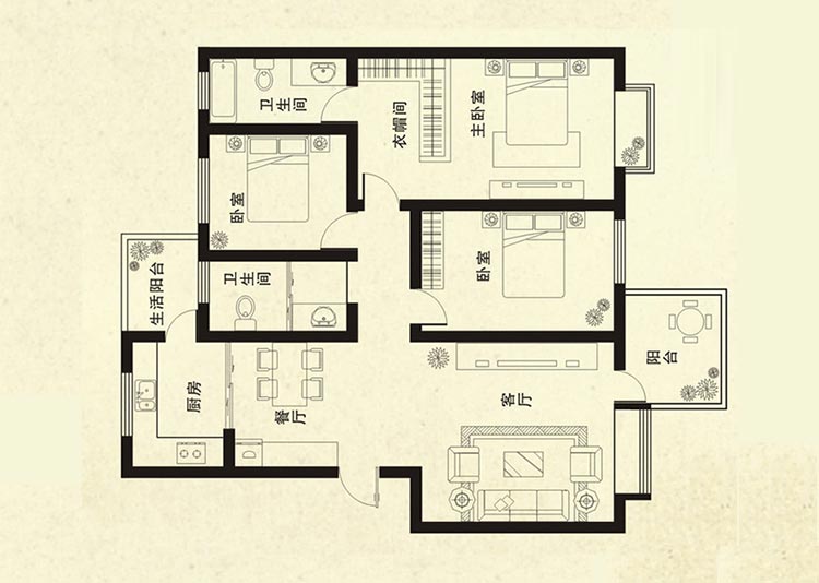 三室两厅两卫好户型图_三室两厅两卫户型图九游体育预算_三室两厅两卫九游体育效果图真图