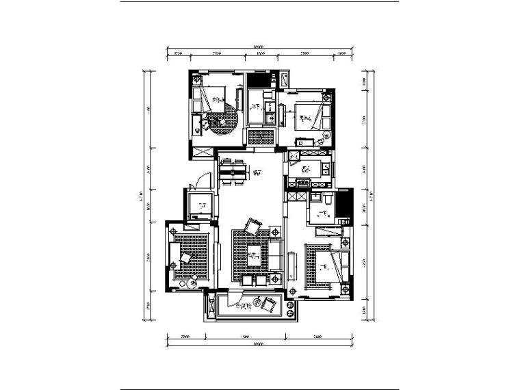 [青岛]法式浪漫精品三居室九游体育设计施工图（含实景图）