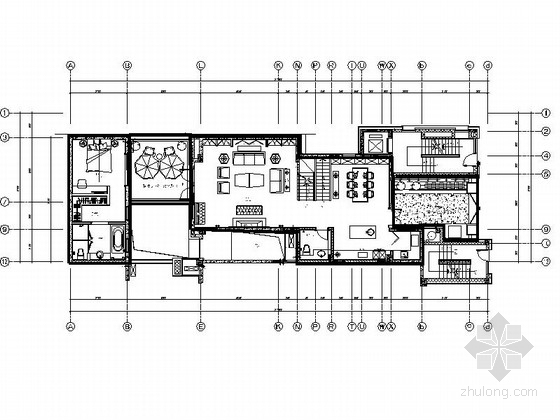 [重庆]清新高雅法式风格叠拼别墅室内九游体育CAD施工图（含效果）