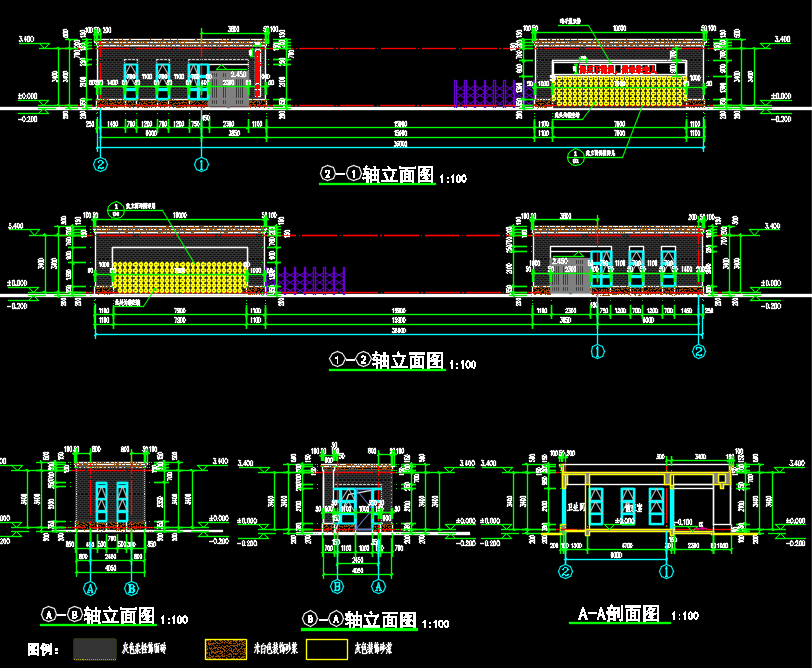 某中学学校大门建筑结构设计图