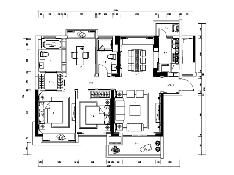 整套古典风格样板间设计CAD施工图（含效果图、3D文件）