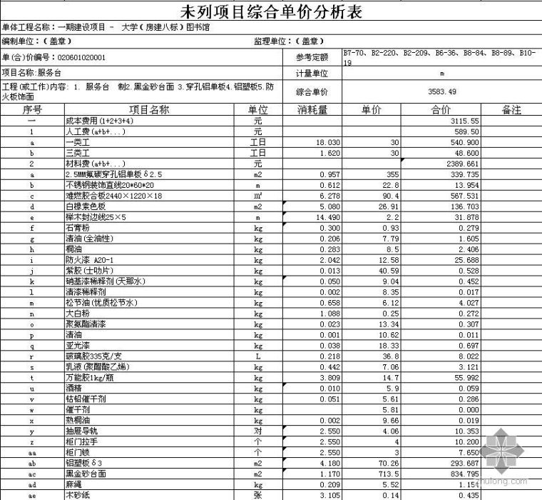 广州某大学图书馆工程清单结算书（含全套工程量计算书）（2005-12）