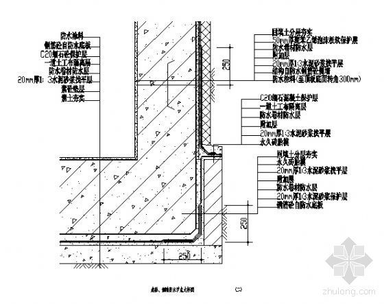 底板、侧墙防水节点大样图