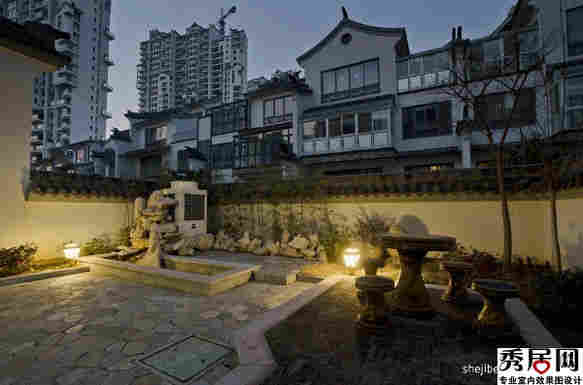 北京朝讯天鸯卵色地面搭配深灰色瓦砖九游体育效果图