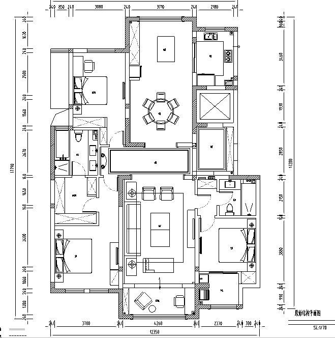 紫金城—180㎡美式轻奢住宅设计施工图及效果图