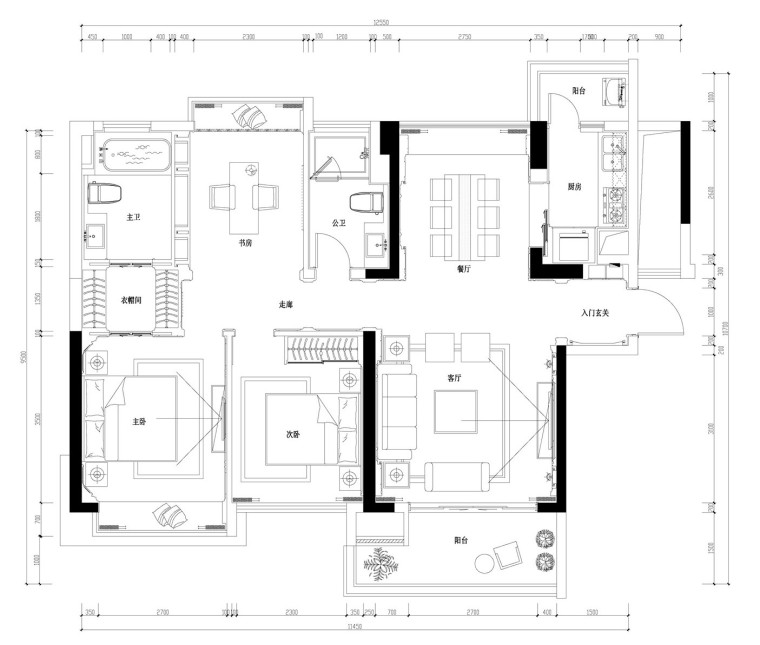 美式古典主义风格住宅施工图设计（附3D模型+效果图）