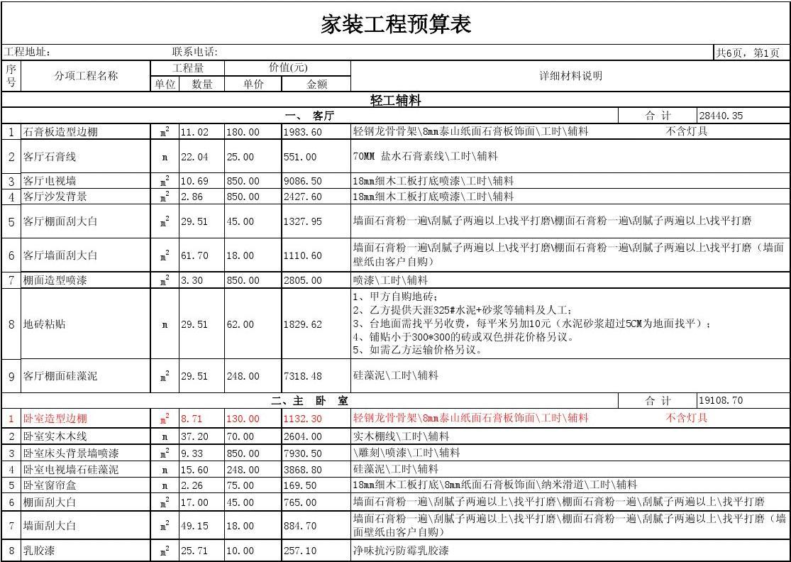 130平九游体育预算轻工辅料_130平欧式九游体育_轻工辅料 报价单