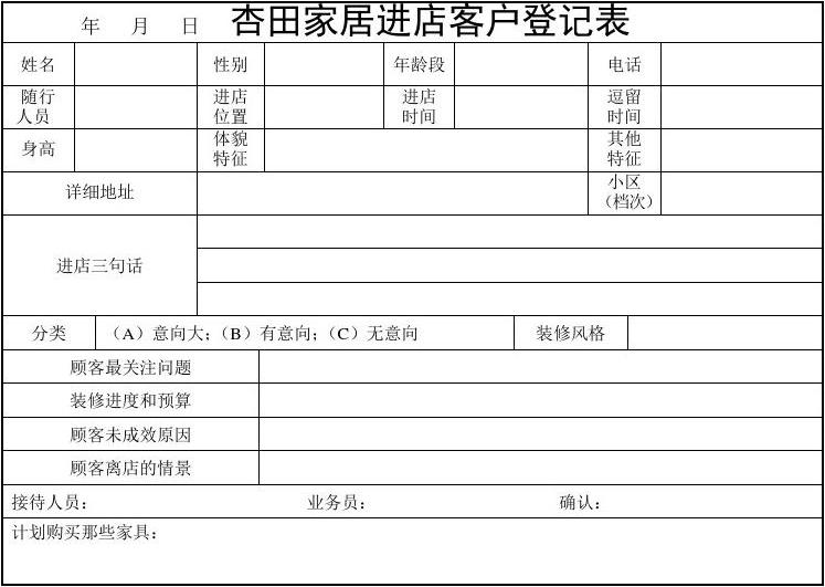 客户房子九游体育风格问答表_客户九游体育需求表_九游体育客户表