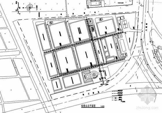江苏某厂区给排水总平面图