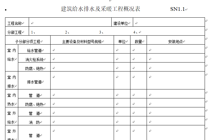 竣工验收表格大全（共98种表格）