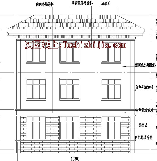 115平旋转楼梯三层复式别墅房屋设计图，含外观效果图