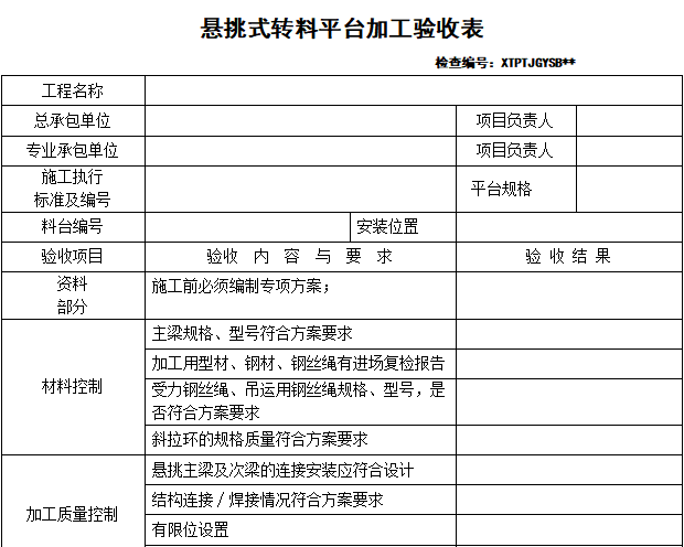 危险性较大工程验收表（共18张表，20页）