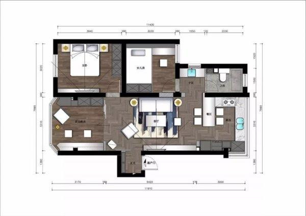 三室一厅九游体育预算费用_3室2厅九游体育费用_110平米三室二厅创意九游体育