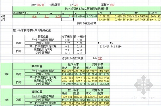 独立基础加防水板计算表格