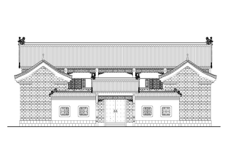 仿古四合院建筑设计施工图(带效果图)