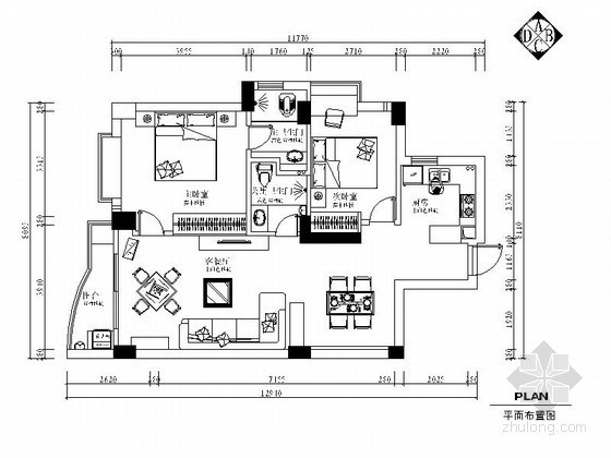 黑白灰风现代两居样板房室内九游体育图（含实景）