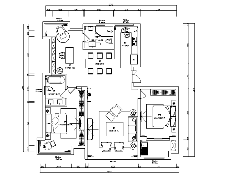 平行世界|江阴周庄丽景花园黑白灰空间住宅设计施工图（附效果图）