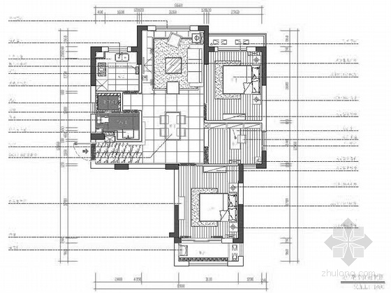 [浙江]理性黑白灰三居室室内CAD施工图（含实景图）