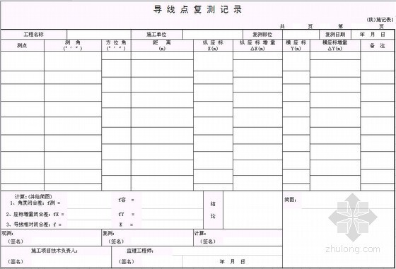 陕西省公路建设通用表格-施工记录表