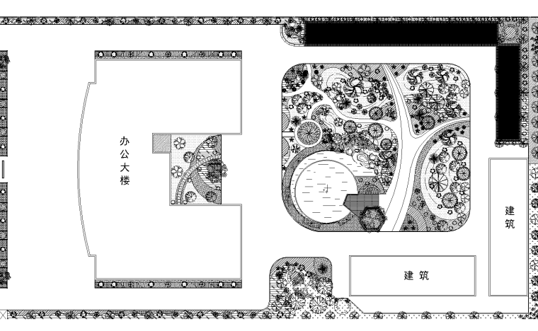 2套行政办公楼庭院景观设计CAD平面图