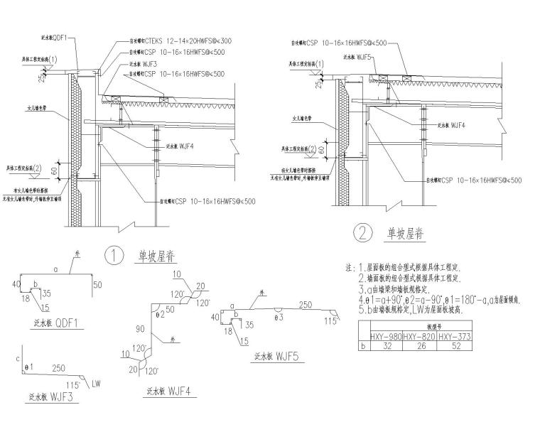 各类钢结构压型钢板屋面节点图（CAD）