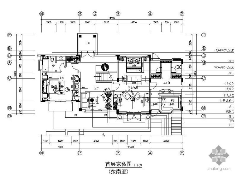 东南亚风格别墅施工图