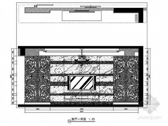 [重庆]某欧式四居室电视墙立面图