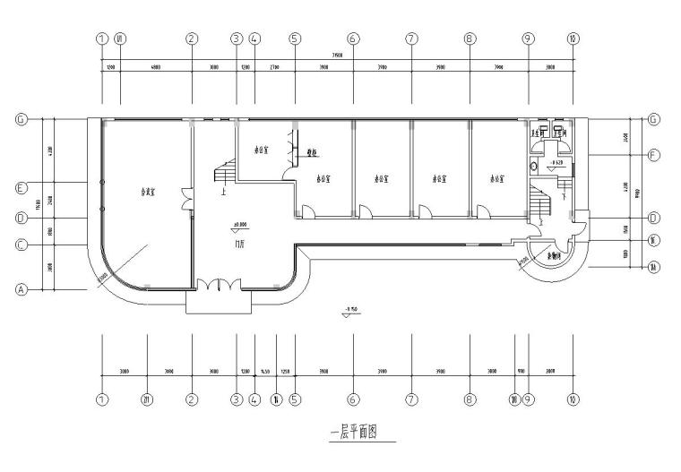 8层简单小型办公楼建筑平面图