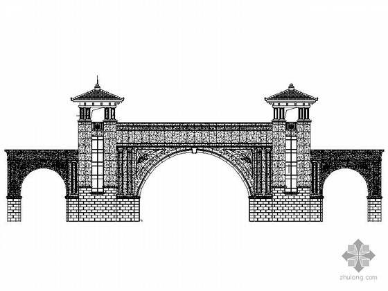 高档小区石材大门建筑施工图