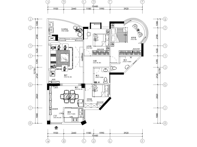 赖先生私人住宅室内九游体育施工图+效果图