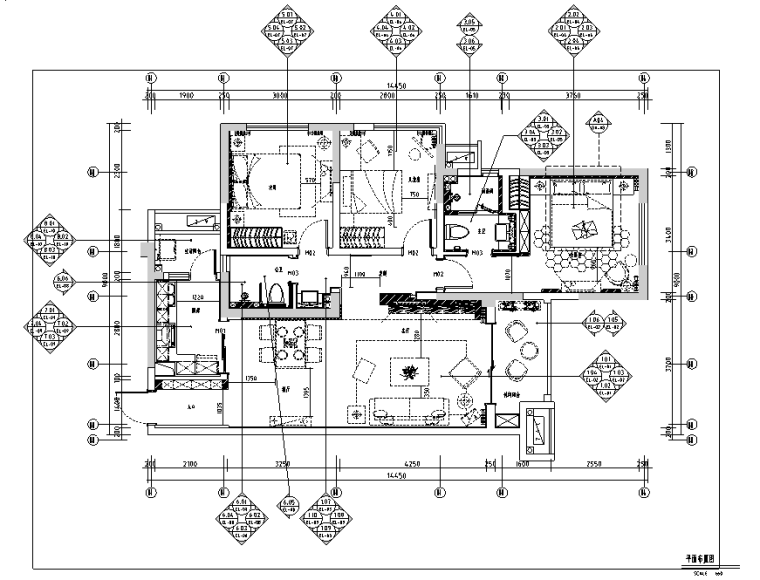 [四川]详细全套三居室样板间精九游体育施工图（含实景图、主材表）